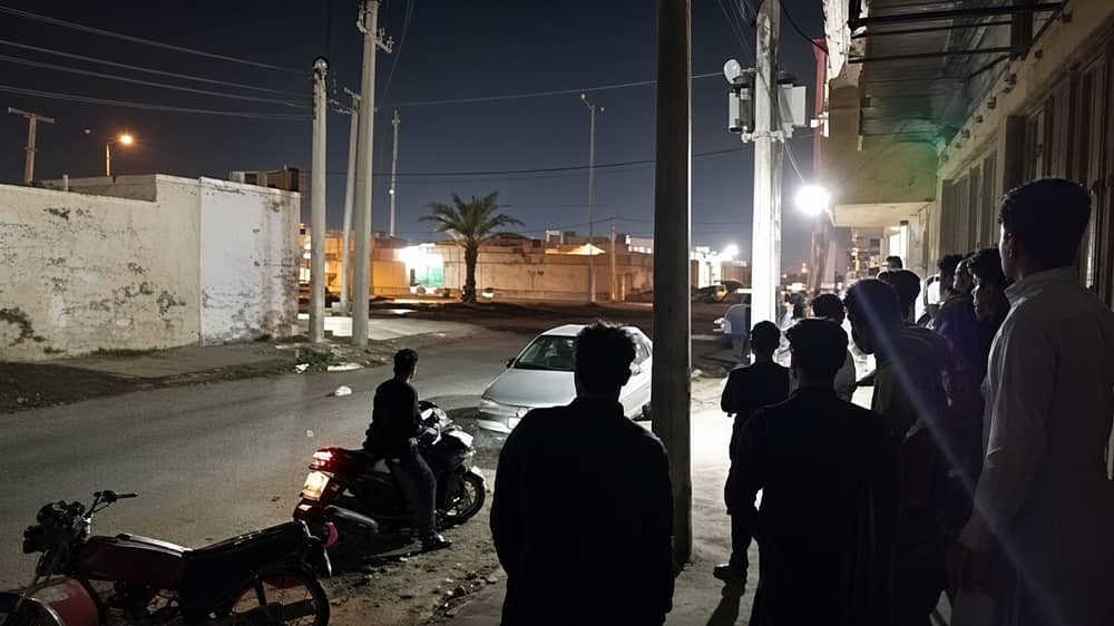 Night in Rask, Sistan and Baluchestan, after coordinated armed attacks on Revolutionary Guards bases in Rask and Chabahar, 3–4 April 2024