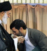 Ahmadinejad kissing Khameini's hand Ahmadinejad kissing Khameini's hand