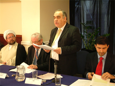 From left: Ayatollah Ganjei, Lord Clarke, Andrew Mackinlay, Masoud Zabeti From left: Ayatollah Ganjei, Lord Clarke, Andrew Mackinlay, Masoud Zabeti