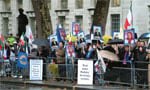 Supporters of the Iranian Resistance demonstrate in front of the Downing Streets Supporters of the Iranian Resistance demonstrate in front of the Downing Streets