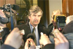 French representative Stanislav Laboulaye briefs the media after talks with representatives of Iran in front of Iran's embassy in Vienna December 21, 2005. (Herwig Prammer/Reuters) French representative Stanislav Laboulaye briefs the media after talks with representatives of Iran in front of Iran's embassy in Vienna December 21, 2005. (Herwig Prammer/Reuters)
