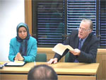 Lord Corbett of Castle Vale and Ms. Dowlat Nowrouzi at Westminister press conference Lord Corbett of Castle Vale and Ms. Dowlat Nowrouzi at Westminister press conference