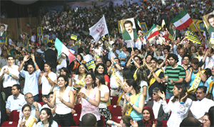 rajavi-9-Le-Bourget-hm Rajavi's message Saturday to the crowd of 10,000 or more just outside Paris was that Iran needed neither nuclear weapons nor nuclear power but rather secular democracy