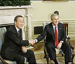 Ki-moon-Bush- UN chief, Bush agree Iran nuclear crisis