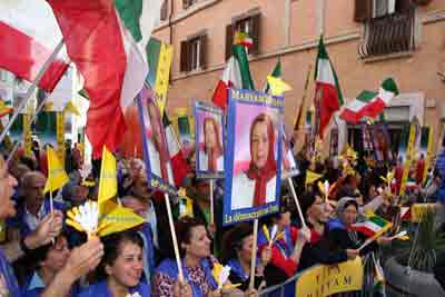 A cheering crowd welcomes Maryam Rajavi as she arrives in Italian parliament A cheering crowd welcomes Maryam Rajavi as she arrives in Italian parliament