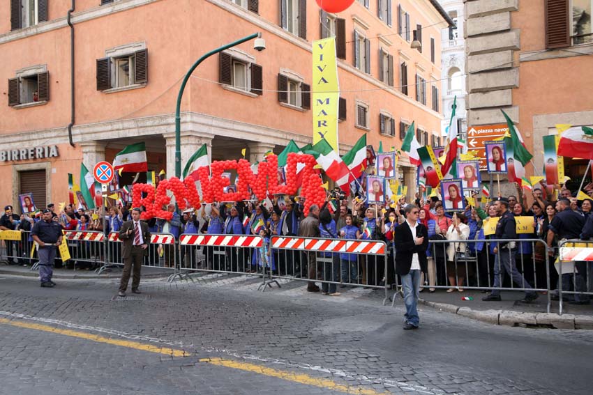 A large crowd awaiting Maryam Rajavi's arrival at the Italian parliament A large crowd awaiting Maryam Rajavi's arrival at the Italian parliament