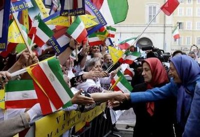 euters- Maryam Rajavi, head of the National Council of Resistance of Iran, waves as she arrives in front of the Italian parliament in Rome, October 23, 2008. A European Union court on Thursday annulled a 2007 move to freeze the assets of an exiled Iranian opposition group in the latest legal setback for an EU blacklist of suspected terrorist groups. But the People's Mujahideen Organisation of Iran (PMOI) -- which exposed Iran's covert nuclear programme in 2002 -- was due to stay on the blacklist for now because the ruling did not affect a separate EU decision this year reaffirming the policy.