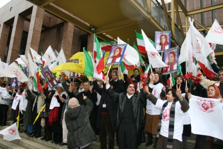 Iranians demonstrate outside EU Court Iranians demonstrate outside EU Court