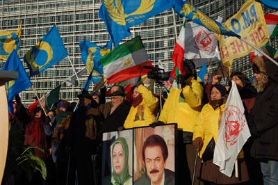 Demonstration by the PMOI supporters outside EU headquarters in Brussels Demonstration by the PMOI supporters outside EU headquarters in Brussels