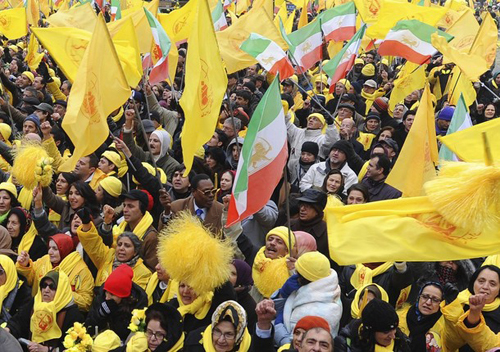 Supporters of Maryam Rajavi, president-elect of the the National Council of Resistance of Iran (NCRI), take part in a rally in Brussels January 27, 2009. Supporters of Maryam Rajavi, president-elect of the the National Council of Resistance of Iran (NCRI), take part in a rally in Brussels January 27, 2009.