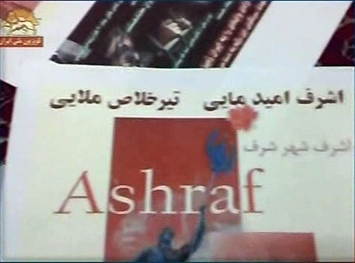 PMOI sympathizers in Iran posted pictures and banners on walls in various cities, expressing their rage and opposition to the Iranian regime&rsquo;s plots against Ashraf residents.