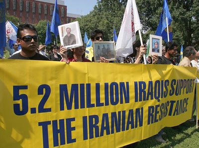 Supporters of Camp Ashraf residents protest restrictions on Ashraf