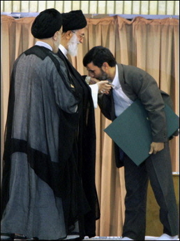 Ahmadinejad kissing hand of Khamenei Ahmadinejad Kissing hand of Khamenei