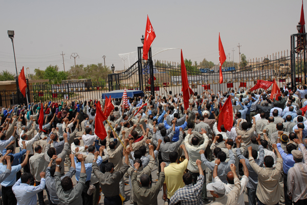Since 5:30 am (local time - Iraq) on Friday, June 5, rapid deployment forces of the Iraqi police at the entrance of Ashraf, blocked the road and entrance to Camp Ashraf. They blocked entry of goods and people to the Camp and intensified the suppressive siege of Ashraf. Eight members of the People's Mojahedin Organization of Iran who were at the entry point of the Camp were threatened by arrest and death.A group of Camp Ashraf residents protest illegal intrusion by Police. Since 5:30 am (local time - Iraq) on Friday, June 5, rapid deployment forces of the Iraqi police at the entrance of Ashraf, blocked the road and entrance to Ashraf. They blocked entry of goods and people to the Camp and intensified the suppressive siege of Ashraf. Eight members of the People's Mojahedin Organization of Iran who were at the entry point of the Camp were threatened by arrest and death. A group of Camp Ashraf residents protest illegal intrusion by Police.