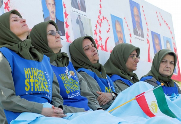Women from Camp Ashraf go on a hunger strike during a protest against Iraqi forces in Camp Ashraf, north of Baghdad August 24, 2009. They will be on the hunger strike until the Iraqi government agree to their demands, which are, releasing 36 prisoners captured by Iraqi forces, the withdrawal of Iraqi forces and the addition of U.S. forces to the camp. Women from Camp Ashraf go on a hunger strike during a protest against Iraqi forces in Camp Ashraf, north of Baghdad August 24, 2009. They will be on the hunger strike until the Iraqi government agree to their demands, which are, releasing 36 prisoners captured by Iraqi forces, the withdrawal of Iraqi forces and the addition of U.S. forces to the camp.