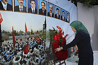 Maryam Rajavi, head of the National Council of Resistance of Iran (NCRI), attends a memorial service in Auvers-sur-Oise, near Paris, August 2, 2009. Iraq's government acknowledged on July 30 that seven Iranian exiles were killed when Iraqi forces took control of their camp this week north of Baghdad. Government spokesman Ali al-Dabbagh had earlier denied anyone died in the clashes between Iraqi forces and protesters who tried to block their entry into Camp Ashraf, home to the People's Mujahideen Organisation of Iran (PMOI) for two decades. Maryam Rajavi, head of the National Council of Resistance of Iran (NCRI), attends a memorial service in Auvers-sur-Oise, near Paris, August 2, 2009. Iraq's government acknowledged on July 30 that seven Iranian exiles were killed when Iraqi forces took control of their camp this week north of Baghdad. Government spokesman Ali al-Dabbagh had earlier denied anyone died in the clashes between Iraqi forces and protesters who tried to block their entry into Camp Ashraf, home to the People's Mujahideen Organisation of Iran (PMOI) for two decades.