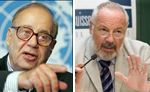 Eric Sottas, director of the World Organisation Against Torture (OMCT) and senior U.N. expert Jean Ziegler, inform the media on the situation in the Camp Ashraf an Iranian refugee camp in Iran, during a press conference at the Geneva Press Club, in Geneva, Switzerland, Wednesday, Aug. 5, 2009. Eric Sottas, director of the World Organisation Against Torture (OMCT) and senior U.N. expert Jean Ziegler, inform the media on the situation in the Camp Ashraf an Iranian refugee camp in Iran, during a press conference at the Geneva Press Club, in Geneva, Switzerland, Wednesday, Aug. 5, 2009.