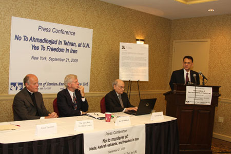 September 22, 2009 (NEW YORK) - In a press conference, human rights experts and religious leaders called on the Obama administration to adopt a firm policy toward Iran's ruling regime and abandon the futile and misguided policy of engagement. September 22, 2009 (NEW YORK) - In a press conference, human rights experts and religious leaders called on the Obama administration to adopt a firm policy toward Iran's ruling regime and abandon the futile and misguided policy of engagement.