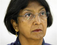 United Nations High Commissioner for Human Rights Navi Pillay listens during the Human Rights Council at the U.N. European headquarters in Geneva September 14, 2009. United Nations High Commissioner for Human Rights Navi Pillay listens during the Human Rights Council at the U.N. European headquarters in Geneva September 14, 2009.
