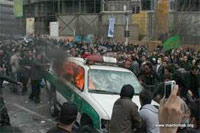 police-car-burnt Police car burnt by protesters