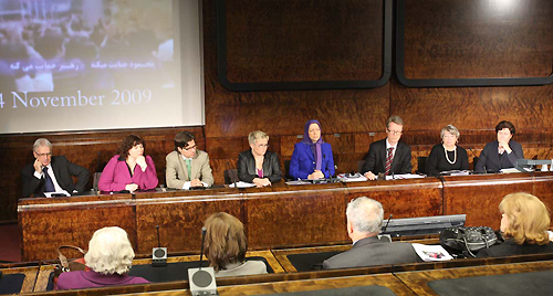 Maryam Rajavi in Finish Parliament t a session organized by the Human Rights group of the Finnish Parliament, and in the presence of Mrs. Maryam Rajavi, the Iranian Resistance’s President-elect, at the parliament building, a declaration of support by the majority of the country’s lawmakers for the Iranian people’s uprising and the rights of Camp Ashraf residents was unveiled.