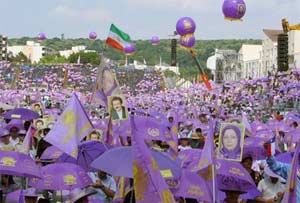 Iranians applaud Maryam Rajavi, National Council of Resistance of Iran at a rally in Taverny Iranians applaud Maryam Rajavi, National Council of Resistance of Iran at a rally in Taverny