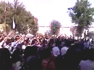 Students demonstrated chanting "This month is the month of blood; the dictatorship shall fall" Students demonstrated chanting "This month is the month of blood; the dictatorship shall fall"