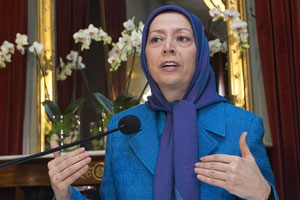 Maryam Rajavi, President of the National Council of Resistance of Iran, speaks at a press conference at the Palais Eynard, in Geneva, Switzerland, Wednesday, Feb. 27, 2013l