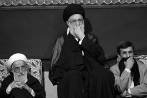 From left: Ahmad Jannati, Ali Khamenei, Mahmoud Ahmadinejad