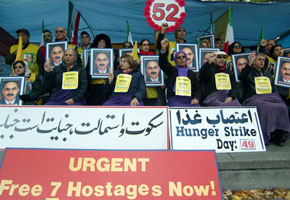 Iranian opposition protest calls for release of the hostages Iranian opposition protest calls for release of the hostages