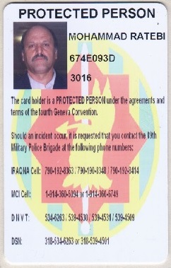 Victim’s IDcard as a “PROTECTED PERSON” issued by the U.S. government is attached.