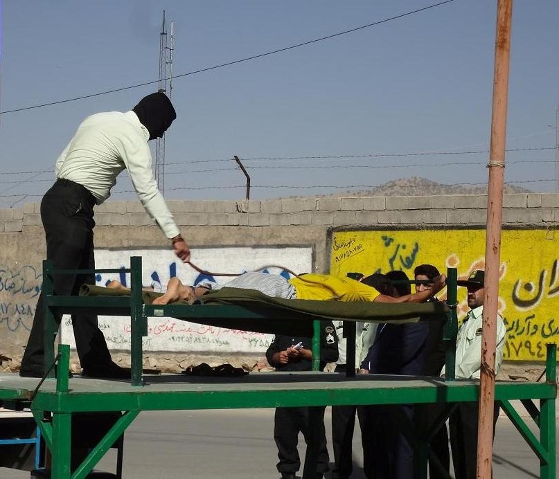 Man being lashed in public in Iran, August 7, 2014 Man being lashed in public in Iran, August 7, 2014