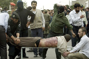 Man lashed in public in Qazvin, August 2007 Man lashed in public in Qazvin, August 2007