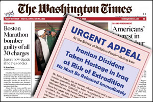 washington-times-9-april-20-2-300 U.S. urged to act to free Iranian dissident taken hostage in Iraq