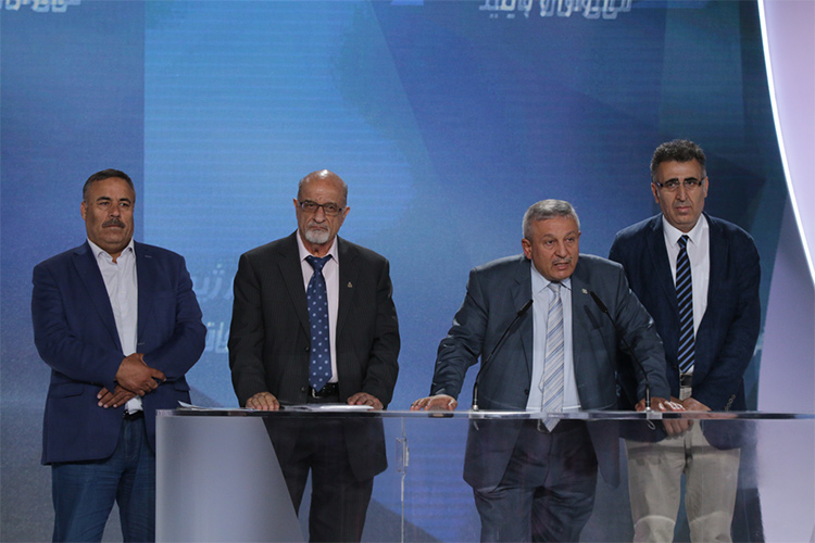 Nazir Hakim, General Secretary of the Political Bureau of the Syrian National Coalition, speaks in major Iran Freedom rally in Parc des Expositions exhibition center on June 13, 2015 in Villepinte