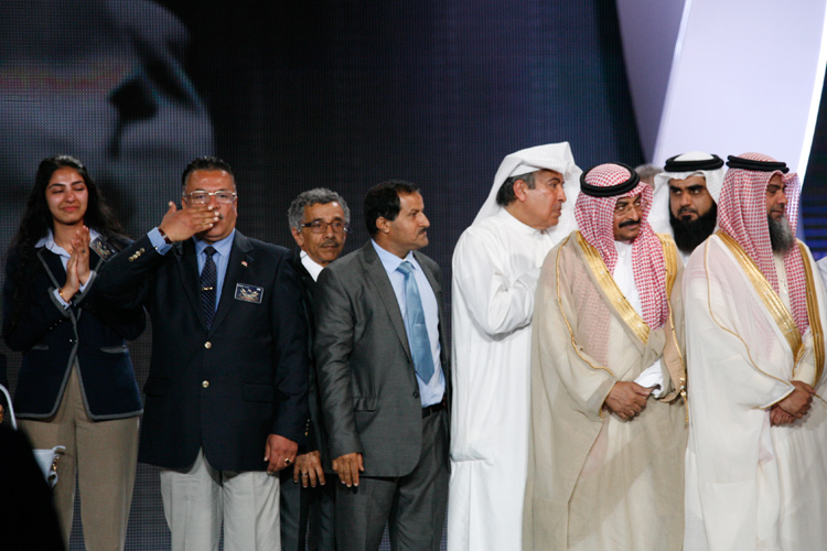 Delegation from Arab countries attend major Iran Freedom rally in Parc des Expositions exhibition center on June 13, 2015 in Villepinte