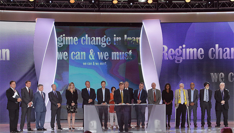 UK Parliamentary delegation addresses major Iran Freedom rally in Parc des Expositions exhibition center on June 13, 2015 in Villepinte.