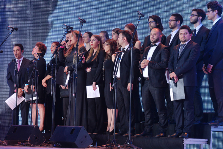 Albania’s state radio-television symphony orchestra gives live performance at the major Iran Freedom rally in Parc des Expositions exhibition center on June 13, 2015 in Villepinte, in solidarity with Iran’s pro-democracy movement led by opposition leader Maryam Rajavi