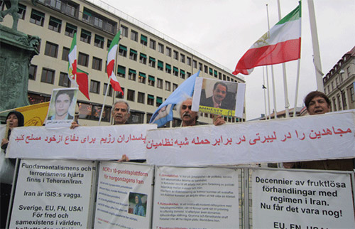 sweden2-500 Supporters of the PMOI (MEK) in Sweden condemn execution of Iranian Kurdish political prisoner Behrouz Alkhani in Iran. August 26, 2015