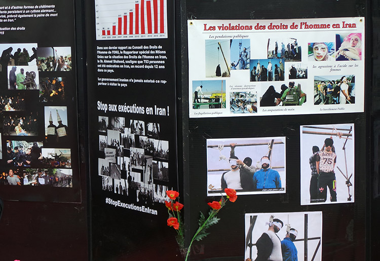 trocadero-square2-750 PARIS, August 7, 2015: Iran human rights exhibition in Trocadero Square (Place du Trocadéro)