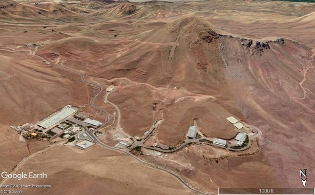 Credit to Daily Mail: The image shows the base known as Khojir, where hidden tunnels buried beneath up to five layers of concrete to fend off bomb blasts and missile strikes.The largest of the sites is a tunnel around 1,000 meters long packed with missiles.
