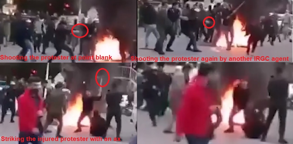 Brutal attack on protester at point blank in Gorgan - November 2019
